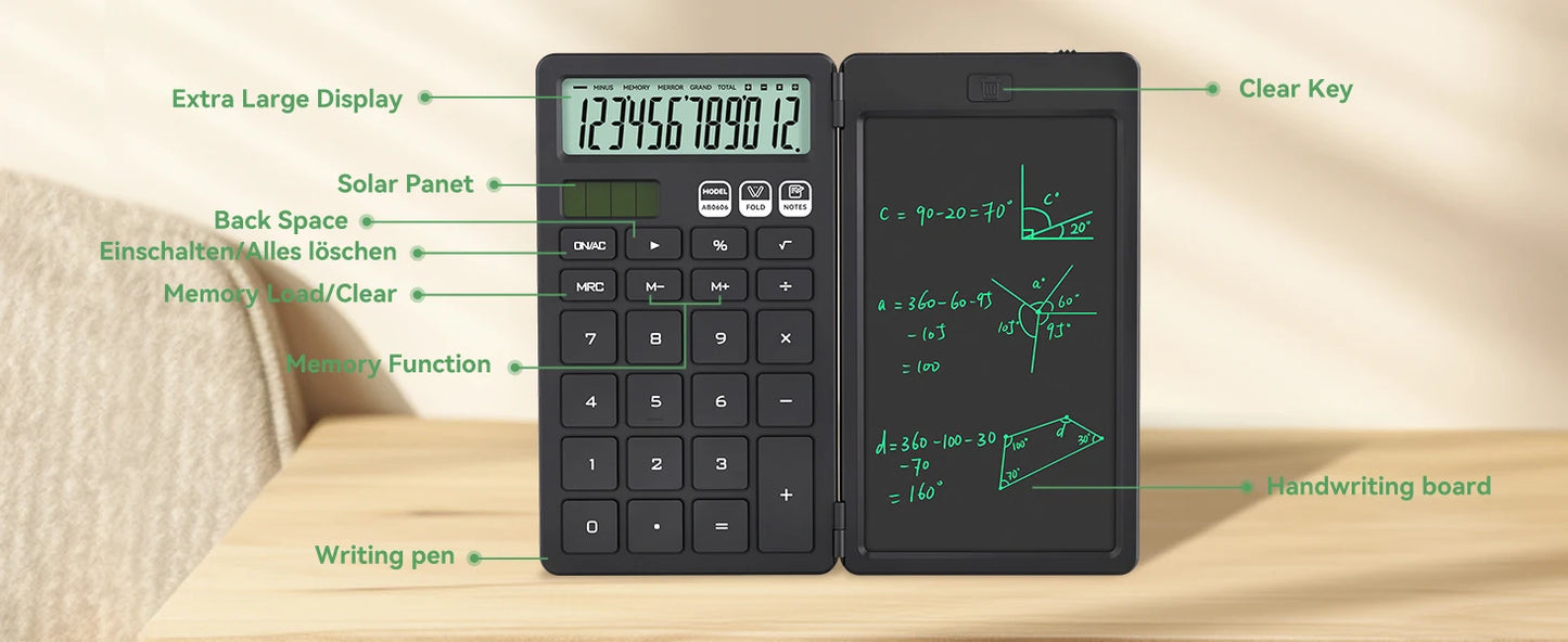 Upgraded Basic Calculator with 6.5 Inch Notepad Standard Calculator Pocket 12 Digits Function 2 in 1 Portable for School Office