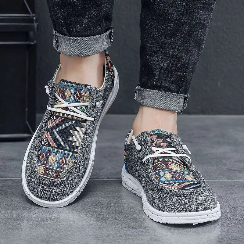 Sneakers Ethnic Style Wear to Work Men's Casual Shoes Round Toe Non Slip Male Shoe Fashion 2025 Luxury Sale Low Price Deals On