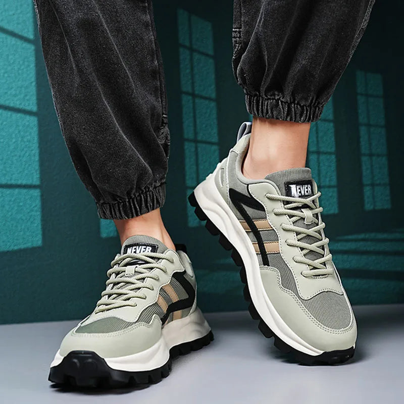 Man Trend 2024 High Quality Shoes Men's Outdoor Sneakers Breathable Running Shoes Thick Soled Mesh Sport Sneakers