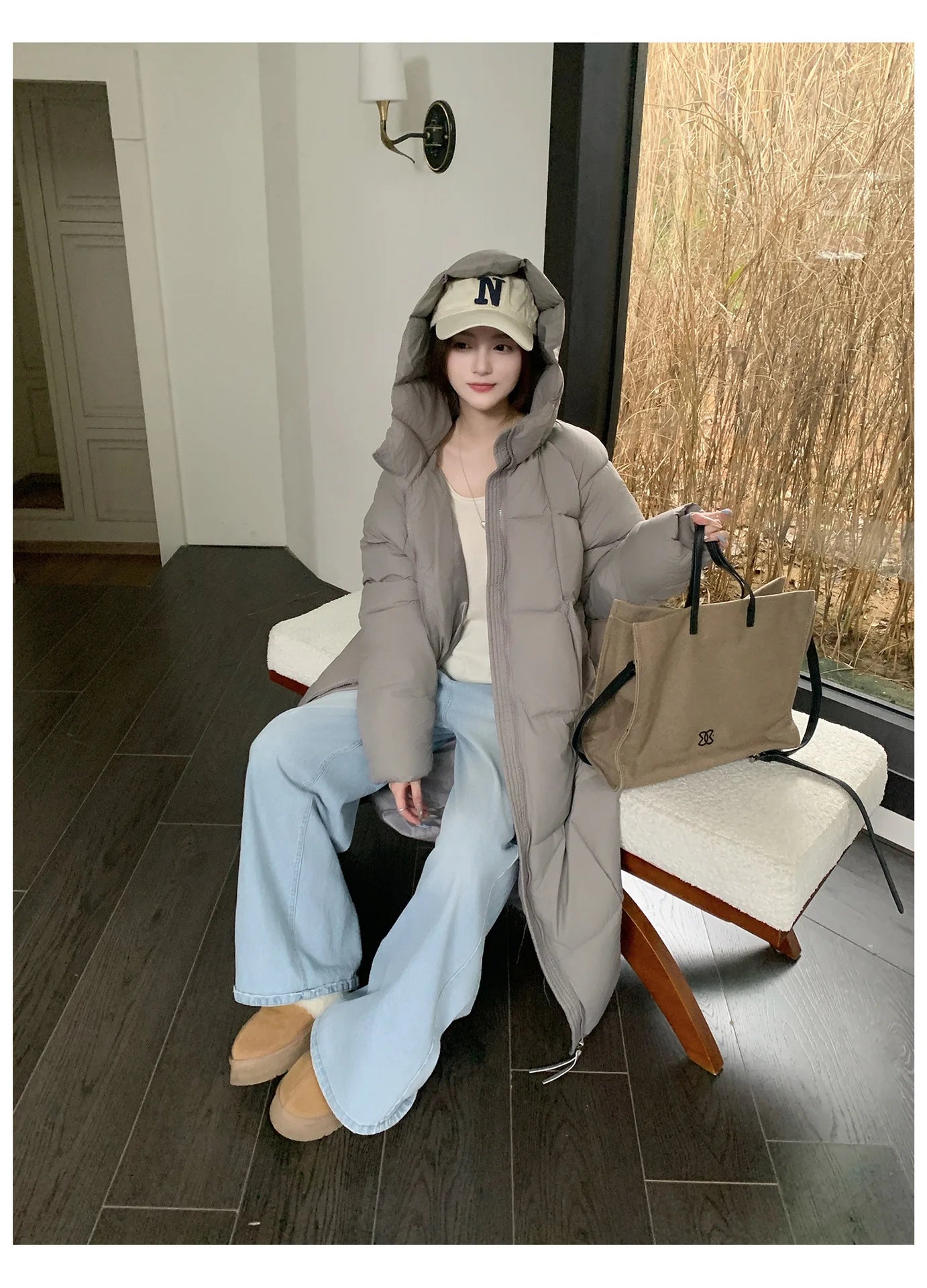 Long Coats Parkas Women Loose Zipper Hooded Jacket Thick Warm Casual Full Sleeve Elegant Spliced Jackets Autumn Winter