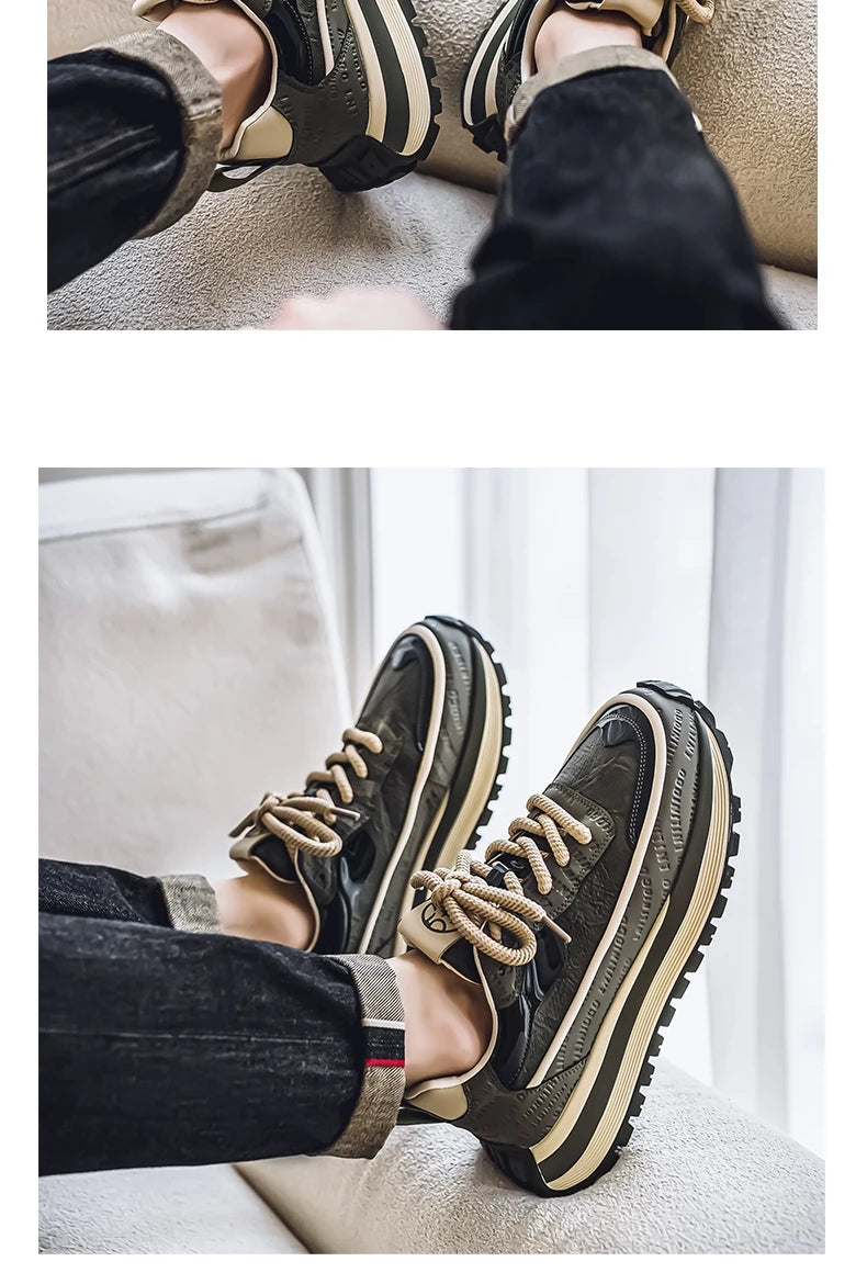 Casual Sneaker Loafers Men's Sneakers Male Sneakers Thick Bottom Shoes for Men Sports and Leisure Soft and Comfortable Non-Slip