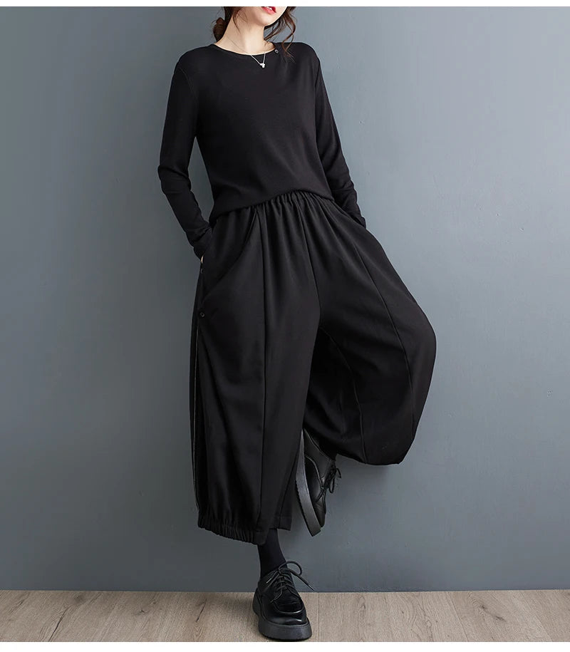 Oversized Autumn Winter New Wide Leg Pant Women Casual Loose Ladies Trousers Pleated Fashion High Waist Woman Lantern Pants 2023