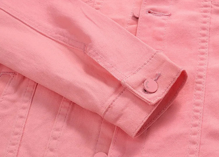 Men Pink Denim Jackets Outwear Slim Fit Denim Coats New Fashion Male Cotton Casual Jeans Jackets Streetwear Jean Coats Size 4XL