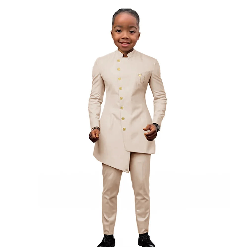 African Boys Suit 2 Piece Set (Jacket+Pant) Long Blazer for Kids Wedding Tuxedo Custom Size Boys Blazer