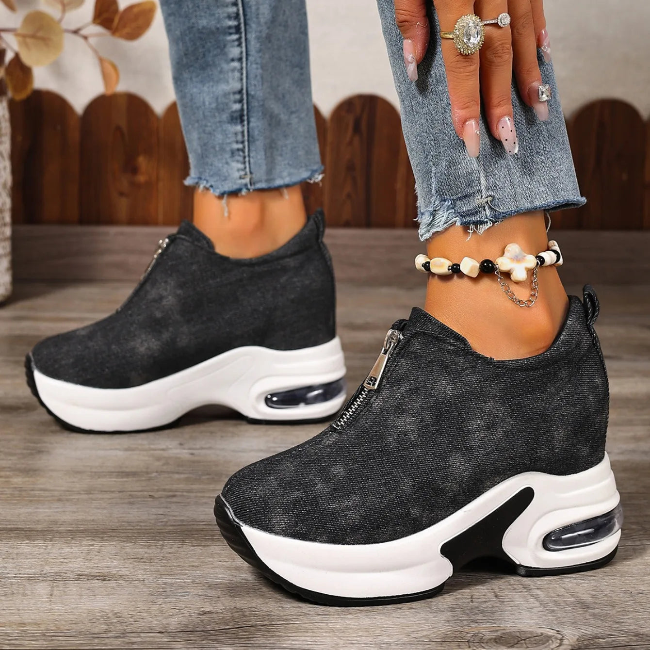 New 2025 Women Sneakers Anti-slip Platform Wedge Sneakers Women Slip on Casual Lady Vulcanized Shoes Women Zapatos De Mujer