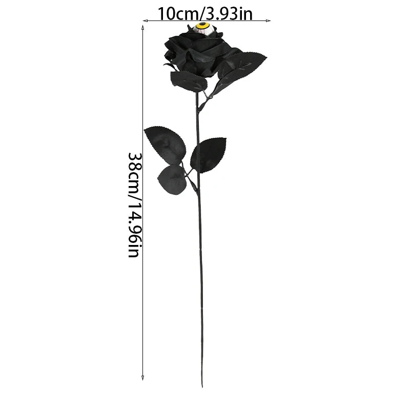 1/5Pcs Halloween Flowers Artificial Black Rose With Eyeball For Halloween Home Decoration Party Horror Props DIY Bouquets Craft