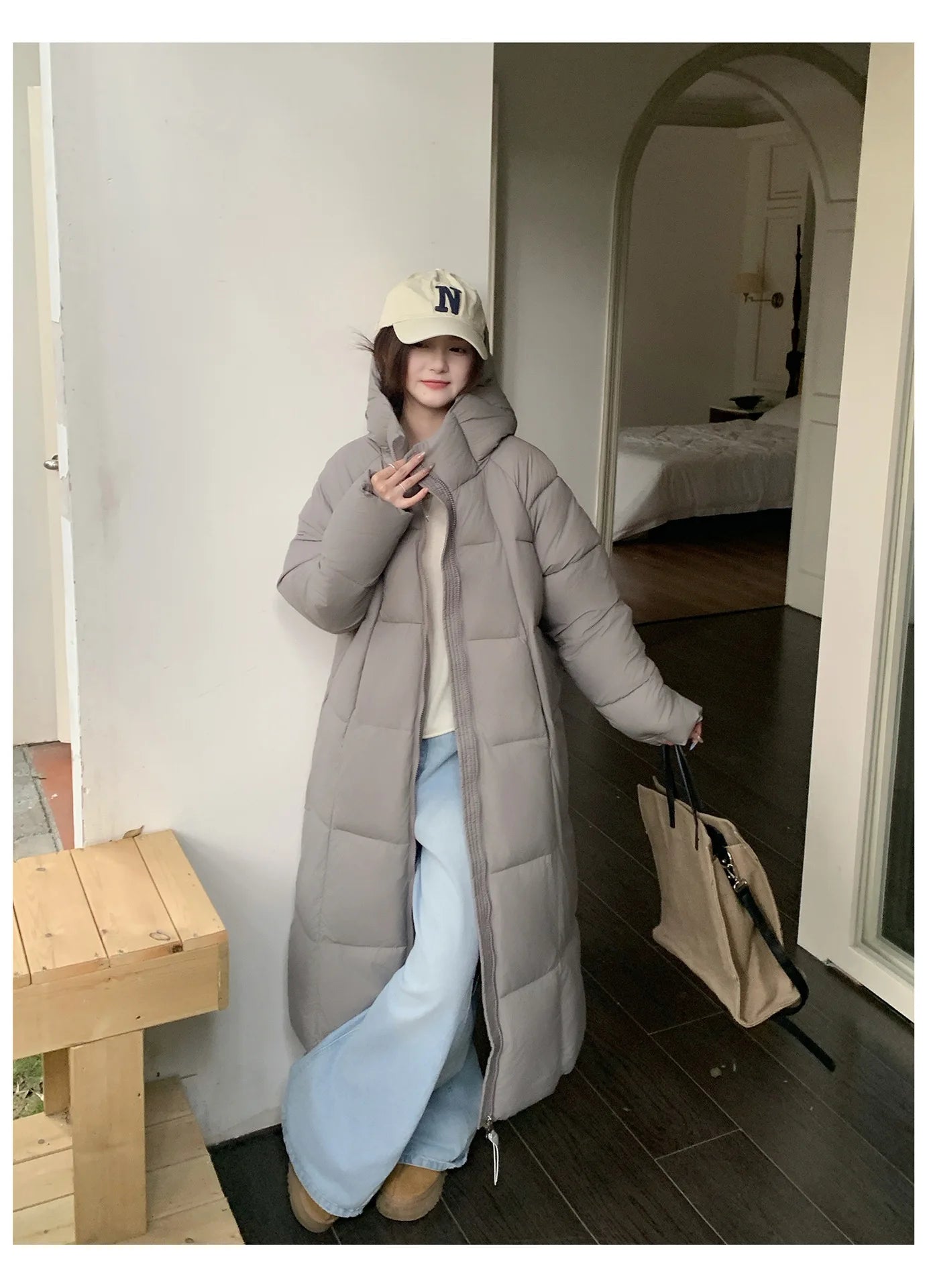 Long Coats Parkas Women Loose Zipper Hooded Jacket Thick Warm Casual Full Sleeve Elegant Spliced Jackets Autumn Winter