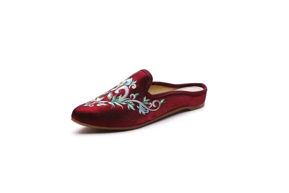 Summer Harajuku Chinese Style Women's Slippers Casual Vintage Embroidery Women Shoes Ethnic Style Fashion Streetwear Sandales