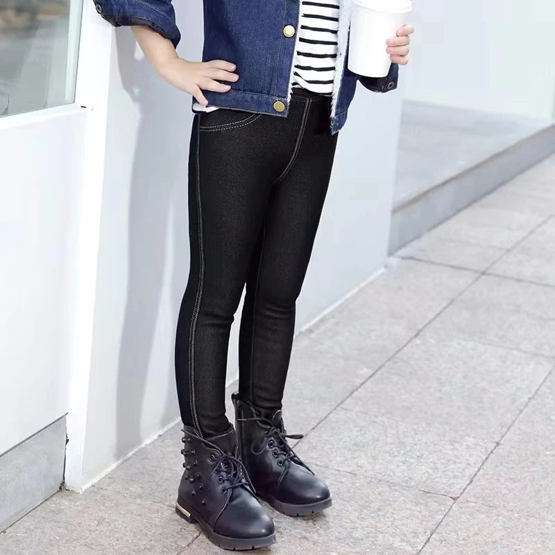 Teenage Winter Warm Pants for Children Kids Girls Fleece Bootcuts Jeans