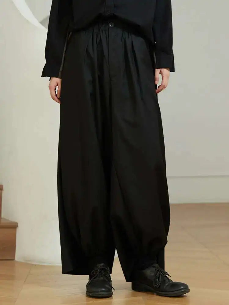 EAM High Waist Two Ways Wear Black Wide Leg Long Pants New Loose Fit Trousers Women Fashion Tide Autumn Spring 2025 1DF3635