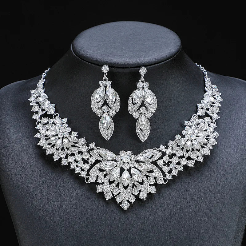 KMVEXO Fashion Multiple Colorful Crystal Prom Wedding Jewelry Sets for Women Accessories Necklace Earrings Bridal Jewelry Sets