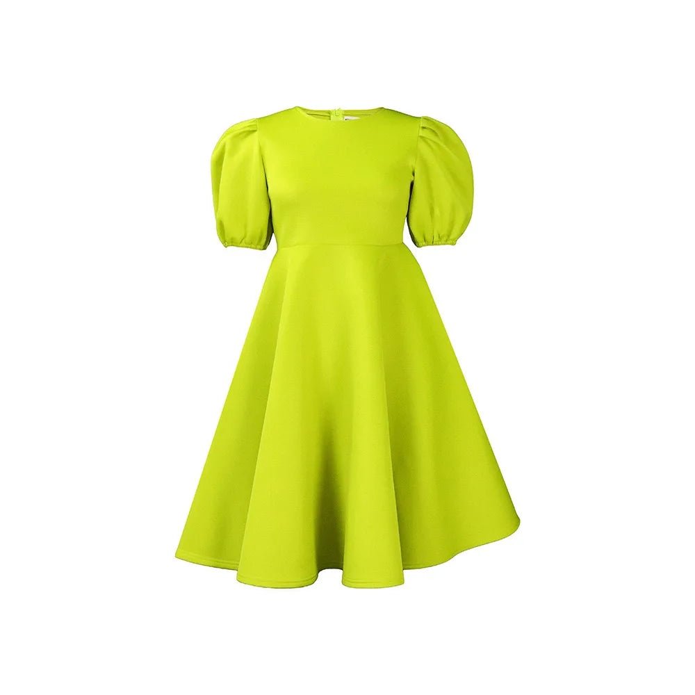 Elegant Party Dresses for Women O Neck Short Sleeve High Waisted A Line Pleated Mid Calf Luxury Birthday Dinner Vestidos Mujer