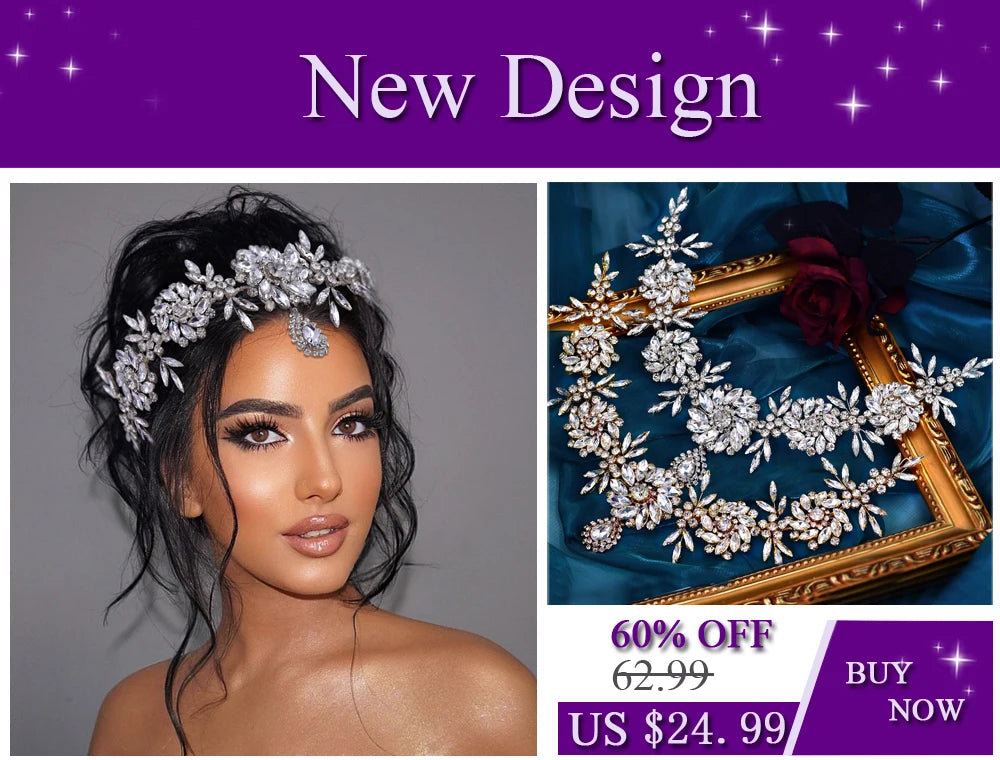 YouLaPan Shiny Crystal Bride Crown Silver Color Bridal Headband Wedding Hair Accessories Pageant Woman Party Headdresses HP372