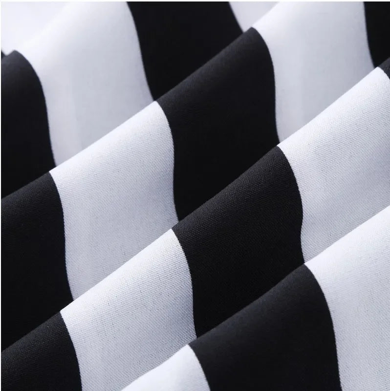 Summer casual new men's shirts, fashionable striped short-sleeved T-shirts, stand-up collar, versatile and trendy men's clothing