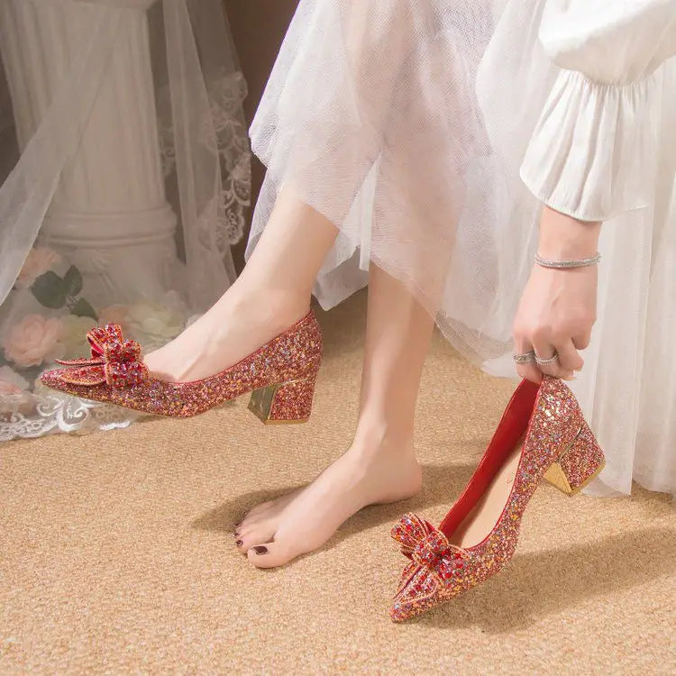 Women's Summer Footwear Stilito Rhinestone Shoes for Woman 2024 with Wedding Bride Genuine Mark Chic and Elegant A Comfortable E