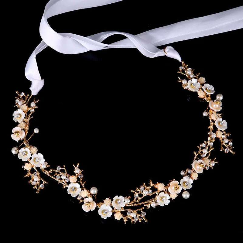 Bridal Wedding Headbands Handmade Bride Tiaras Shiny Rhinestone Flower Hairband Bridal Headpeice Hair Accessories For Women Girl