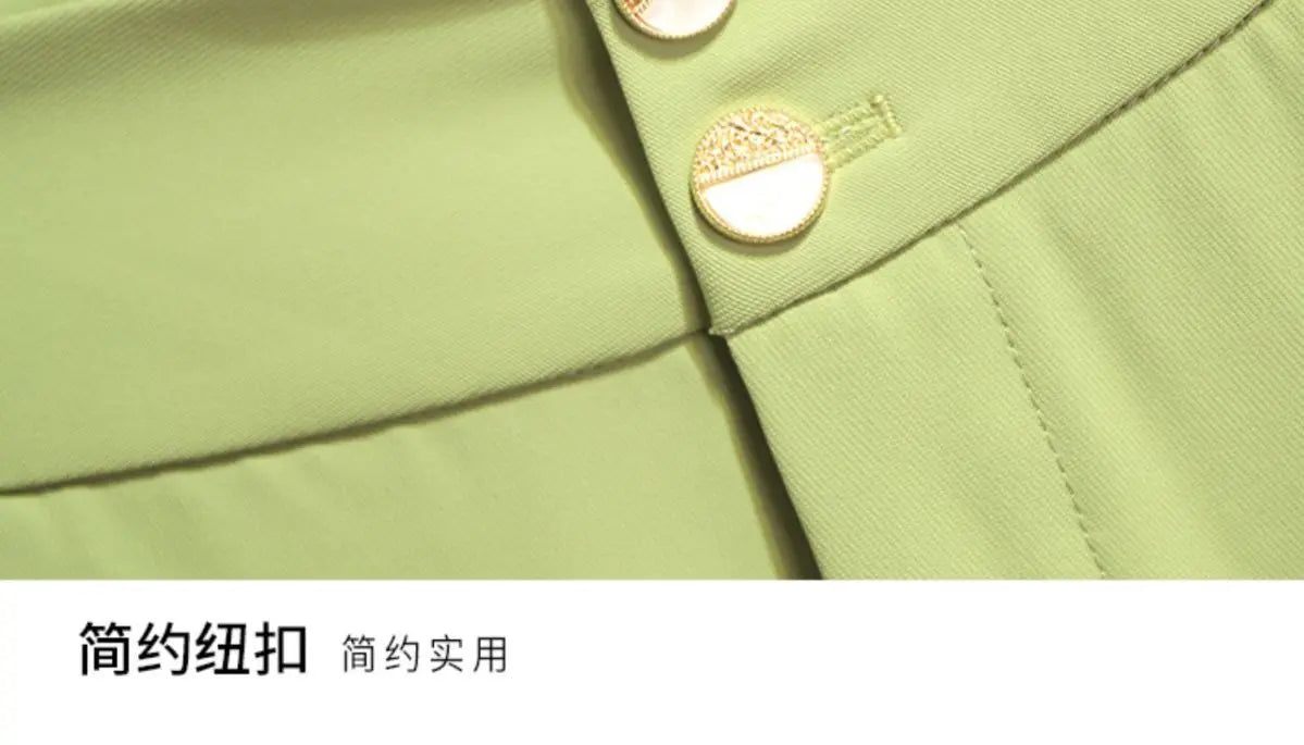 Women Spring Summer Green Blazer Pants Two Pieces Sets 2025 Office Lady Graceful Thin Suit Jacket Trousers Outfits Work Clothing