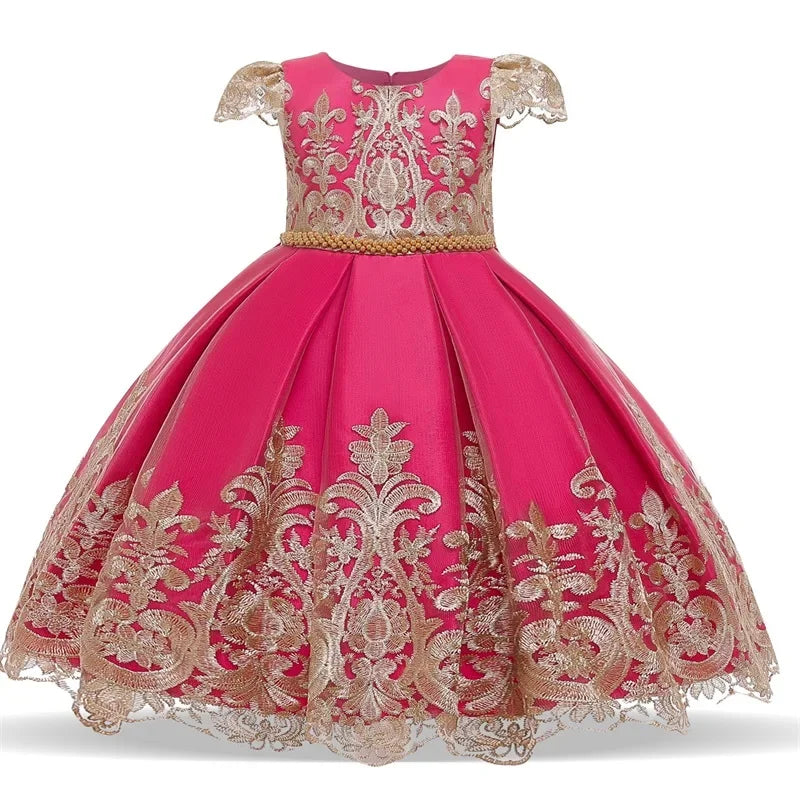 Cute Baby Girls Dress for Party Flower Lace Vintage Girl Dresses for 1-5Yrs Baby Clothes Holiday Kids Snow White Princess Dress