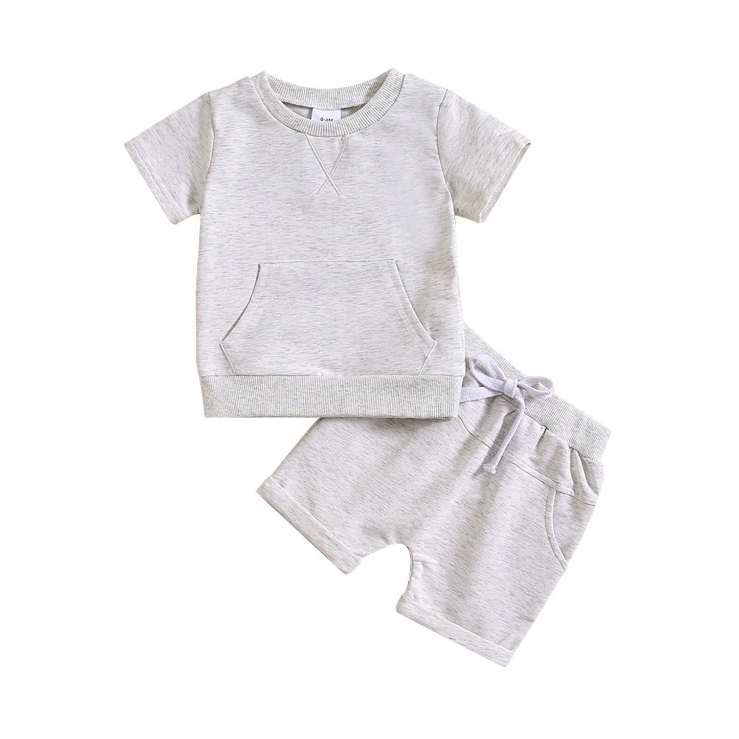 Summer Baby Clothing Set For Boys Clothes Casual Solid Color Short Sleeve Pocket T-shirt with Shorts 2PCS Toddler Infant Outfits
