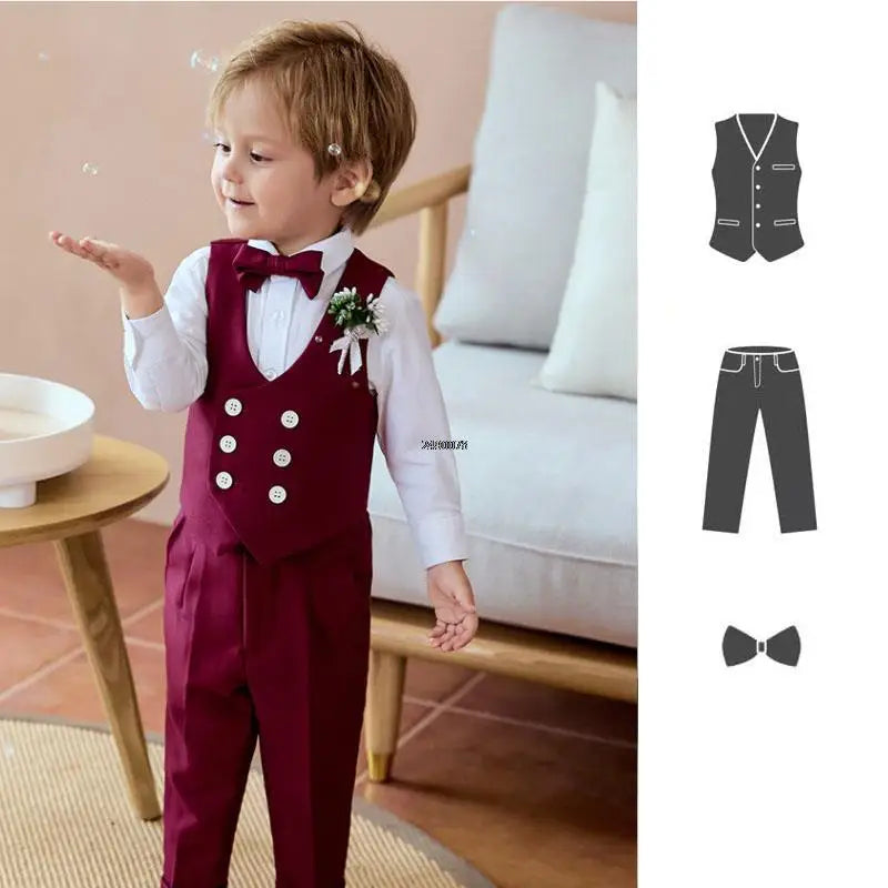 Newborn Baby Boys 1 Year Birthday Suit Kids Formal Photograph Suit Children Wedding Dress Child Performance Party Dance Costume