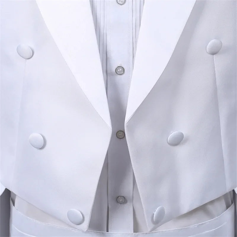 Men's Tuxedo Costume Vintage Formal Tailcoat Slim Fit Peak Lapel Suit Tux Pants Tail Coat Singer Magician Stage Jacket Outfits