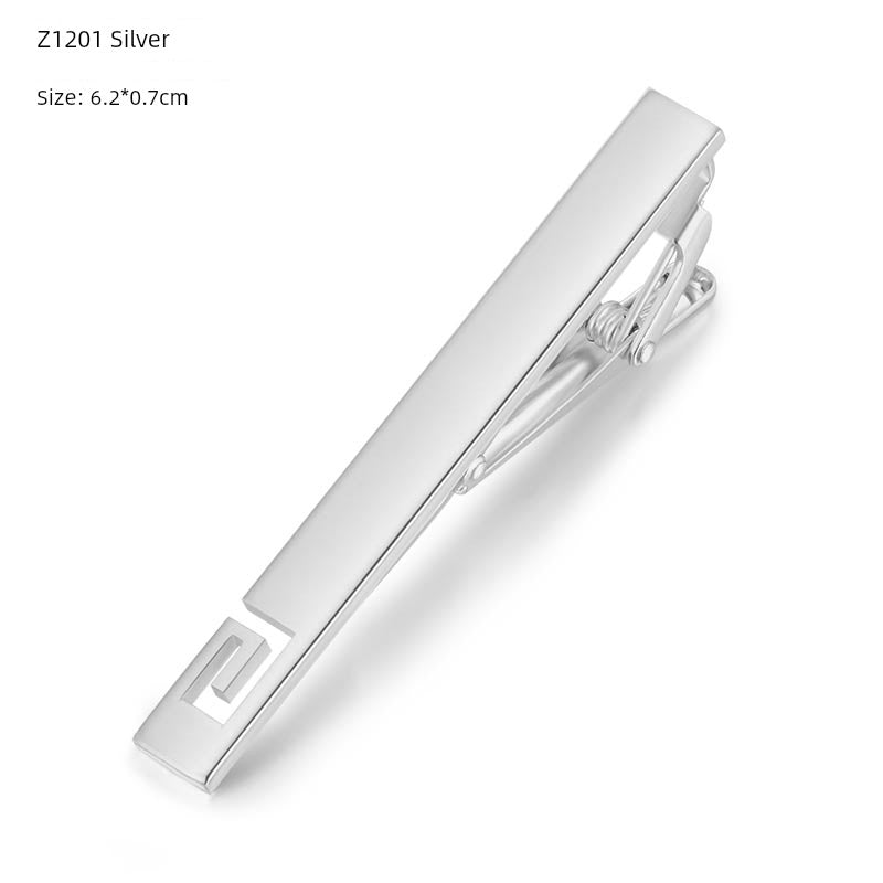 Tie Clip Male Minimalist Silver Fashion Formal Wear All-Match Tie Clip Sub Neckline Clip Laser Sculpture Laser Company Logo