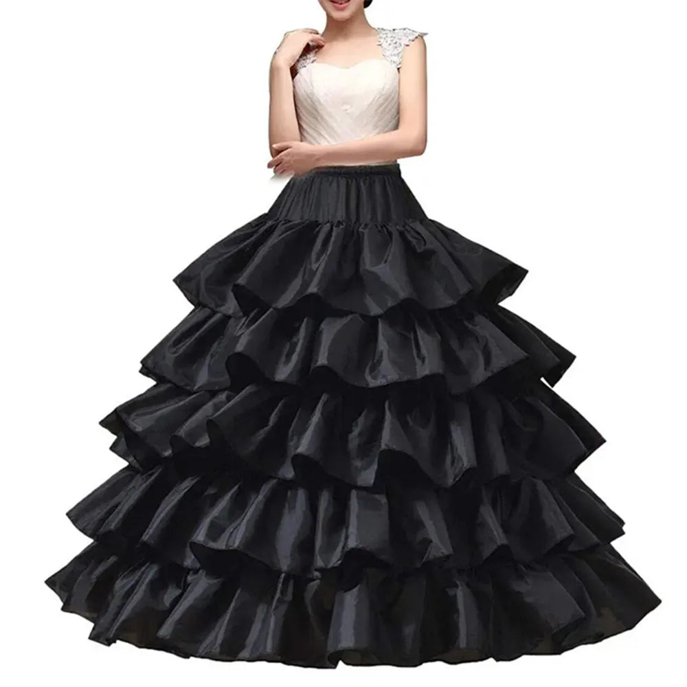 6 Hoop Crinoline Black White Long Wedding Petticoat Ball Gown Dress Underskirt Skirt Half Slips Wedding Accessories