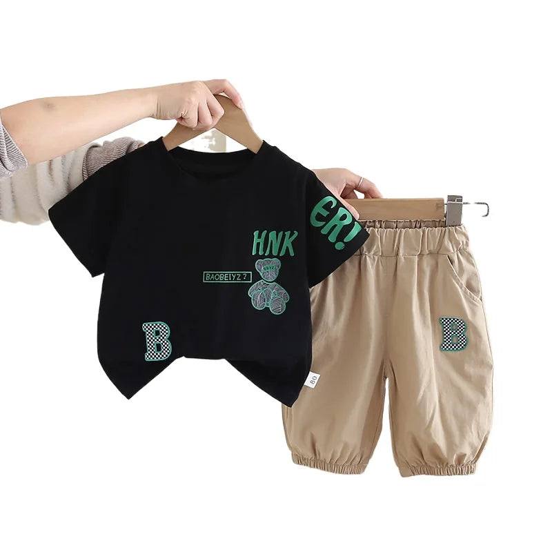 Summer Clothing Children Baby Girls Boys Clothes Short Sleeve Suit PrinteT Shirt Pants 2Pcs/Set Kid Leisure Costume 0-5 Years