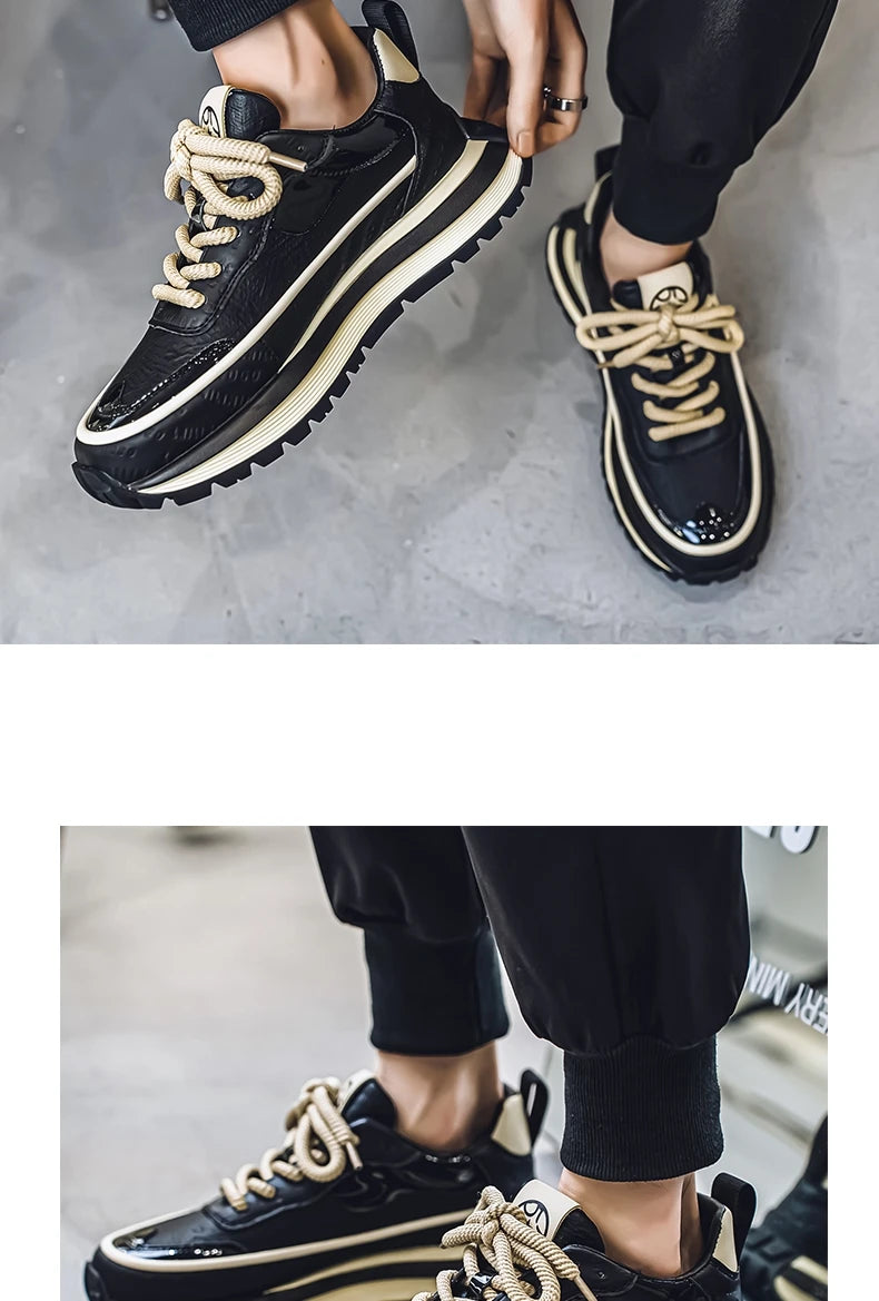 Casual Sneaker Loafers Men's Sneakers Male Sneakers Thick Bottom Shoes for Men Sports and Leisure Soft and Comfortable Non-Slip