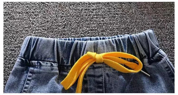Spring Autumn Denim For Boys' Set New 2024 Korean Version Jacket Fashion Jeans Handsome Two-Piece Set
