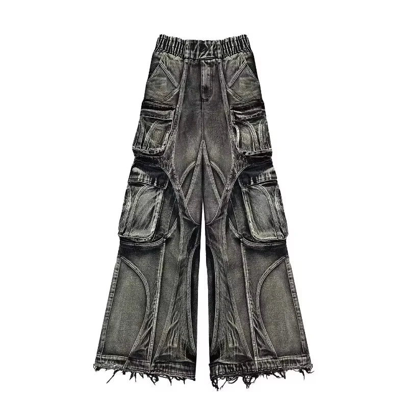 Y2K New Fashion Star Embroidery Patch Baggy Jeans Women Street Harajuku Vintage Hip Hop Casual Gothic High Waist Wide Leg Pants
