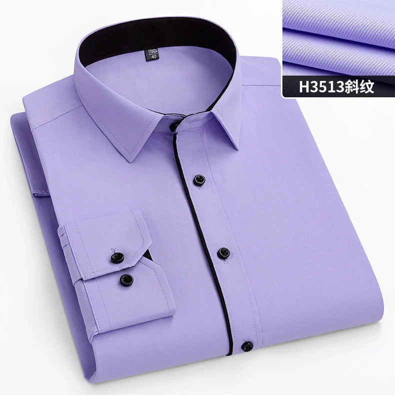 New Men's White Business Shirt Autumn Long Sleeve Leisure Plus Size Big 11XL 10XL 9XL Patchwork Black Yellow Social Dress Shirts