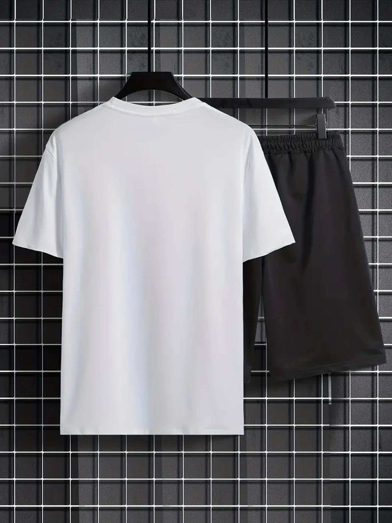 Short-sleeved shorts summer men's suit simple fitted T-shirt letter print with the same printed shorts two-piece set
