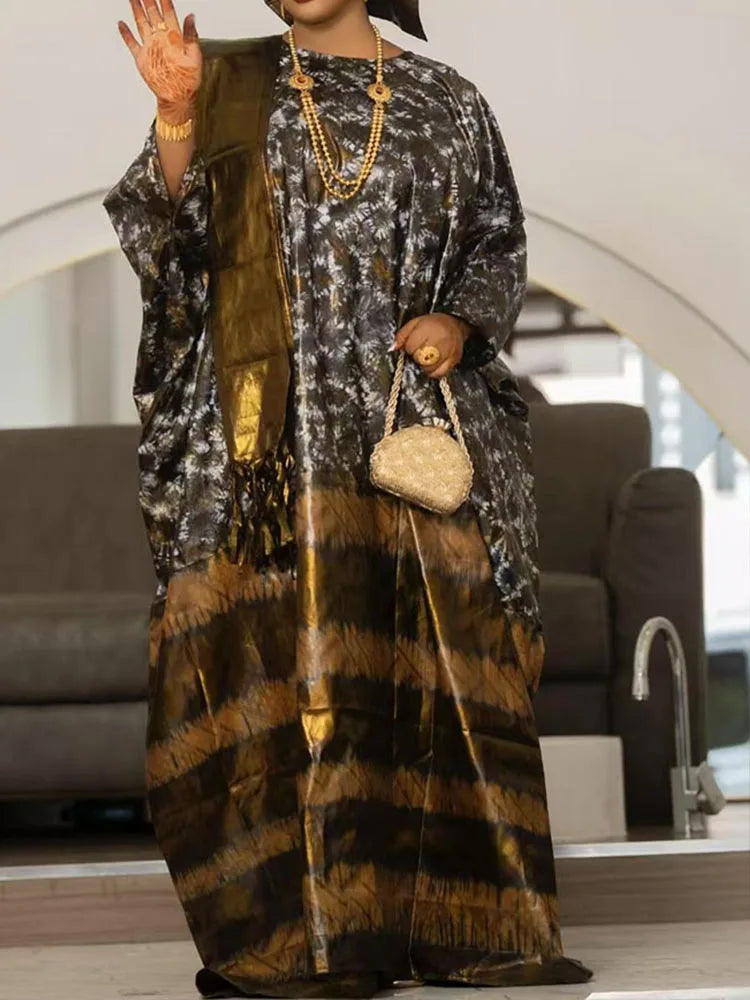 African-style printed gowns, elegant classic dresses, essential for parties, weddings, and celebrations