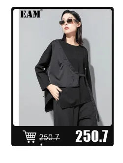 EAM High Waist Two Ways Wear Black Wide Leg Long Pants New Loose Fit Trousers Women Fashion Tide Autumn Spring 2025 1DF3635