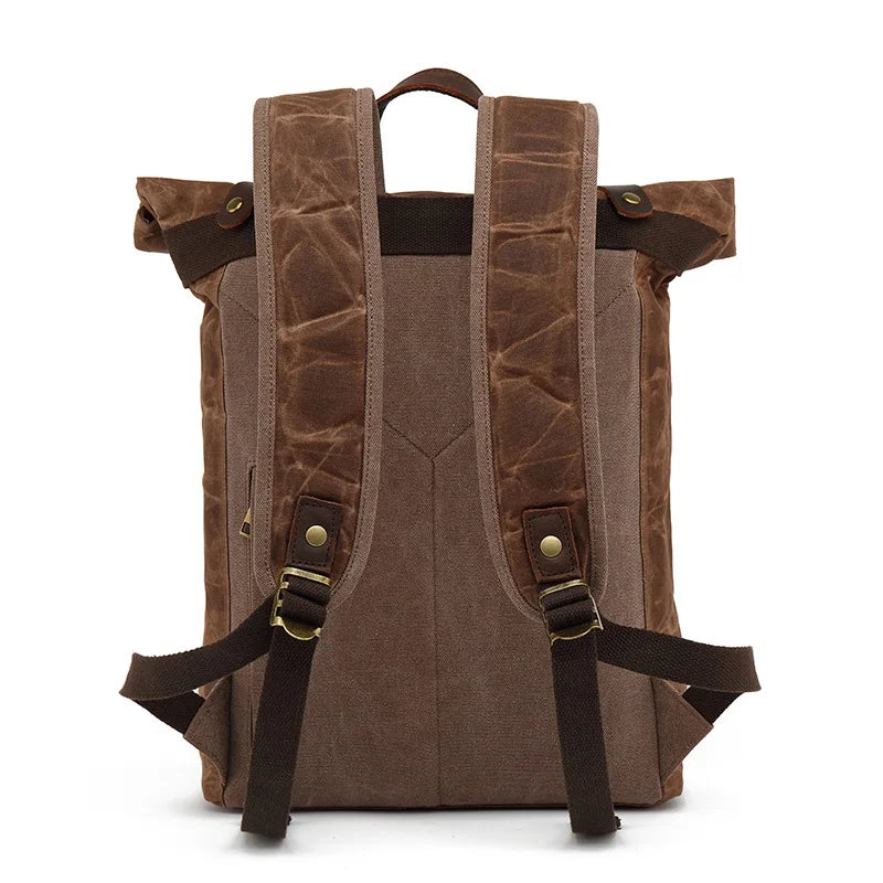 Male Backpacks Vintage Canvas Leather For Men Waterproof Rucksacks Large Mountaineering Travel Pack Outdoor computer bag