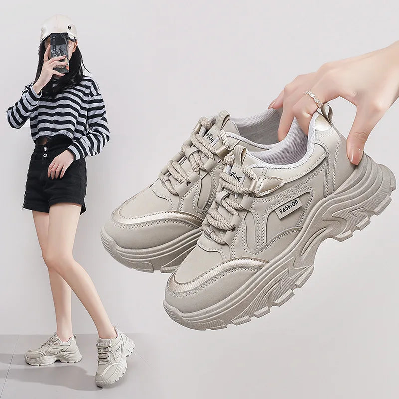 Sneakers for Women Autumn New Style, Korean Version Versatile Thick-Soled Single Shoes, Sports Shoes Running Casual Shoes
