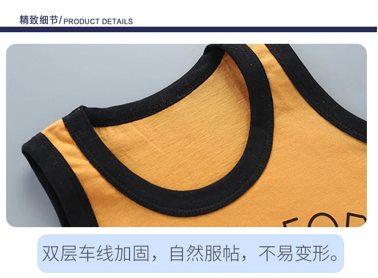 2025 New Summer Children Clothing Set Boys Girls Sleeveless Shorts Children's Suspenders Baby Vest set Kids Clothes