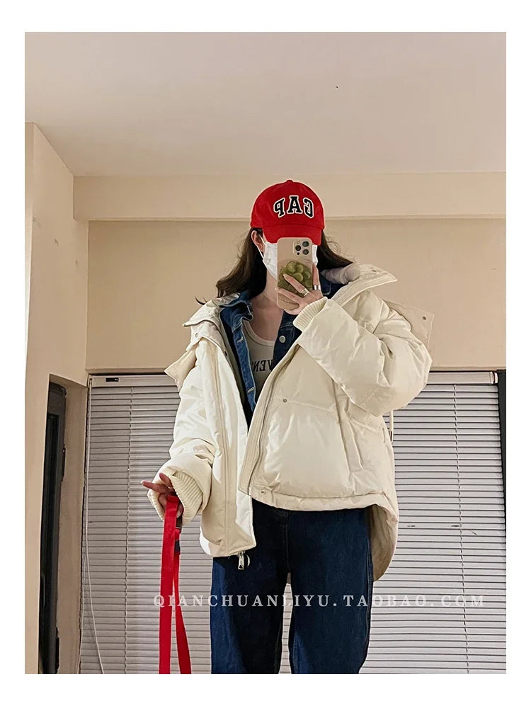 Women Long Down Jackets Coat 2024 Winter Unisex Warm Coat Loose PufferJacket Hooded New Long Parka Windproof Parkas Zipper Coat