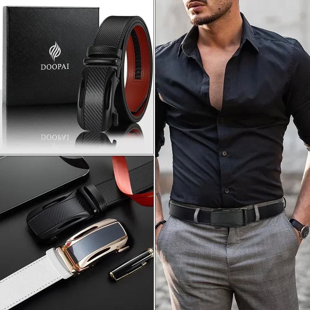 Men Belts Genuine Leather Luxury Famous Brand Belt Automatic Buckle Leather Mens Belt New Fashion Jeans Office Work Casual Belt