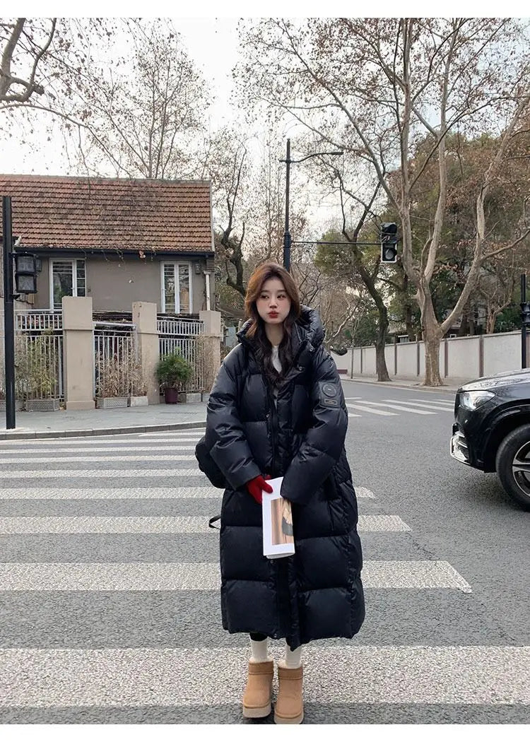 Winter Women Clothing Warm Long Parka Thick Over-the-knee Puffer Jacket Zipper Black Cotton-padded Coats Windproof Jackets New