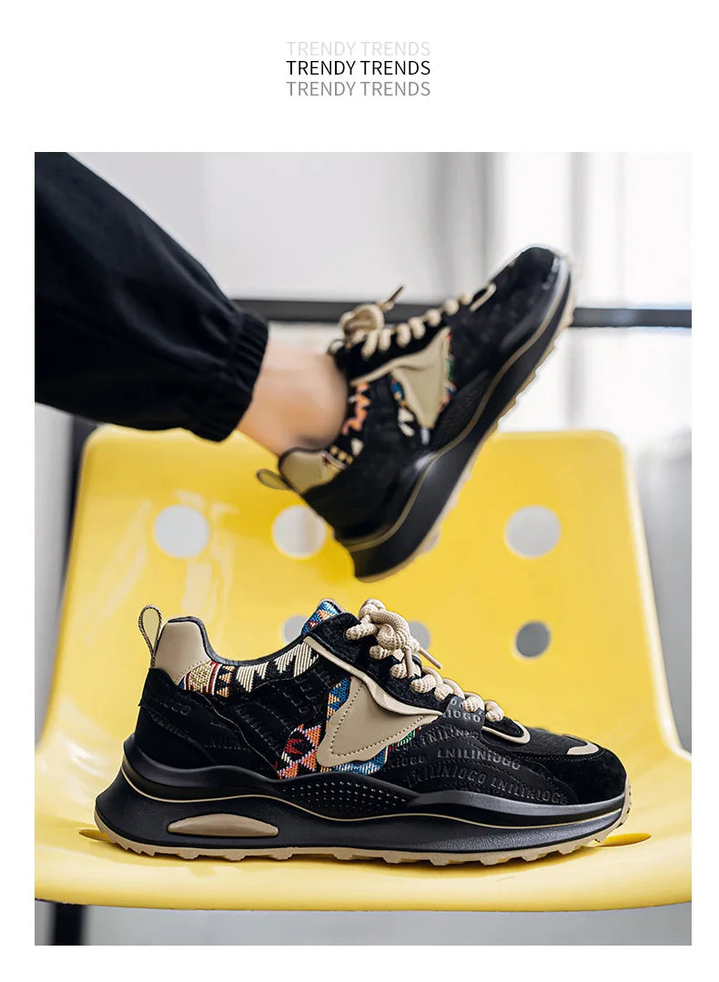 Men Sneakers 2025 Spring Autumn New Comfortable Outdoor Non Slip Running Shoes Trend Wear-resistant Vintage Lace Up Casual Shoes