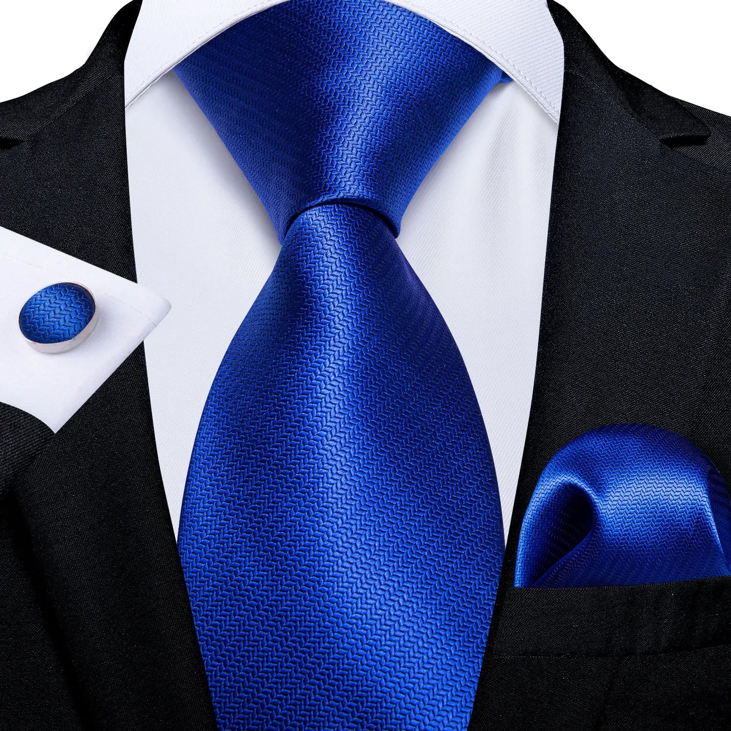 Royal Blue Paisley Plaid Striped Men tie Set with Handkerchief Cufflinks Wedding Prom Groom Accessories Perfect Gift for Men