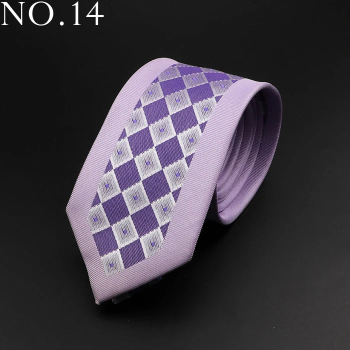 New Skinny 6cm Ties For Men Wedding Dress Necktie Perple Floral Paisley Patchwork Tie Business Slim Shirt Accessory Gift Cravate