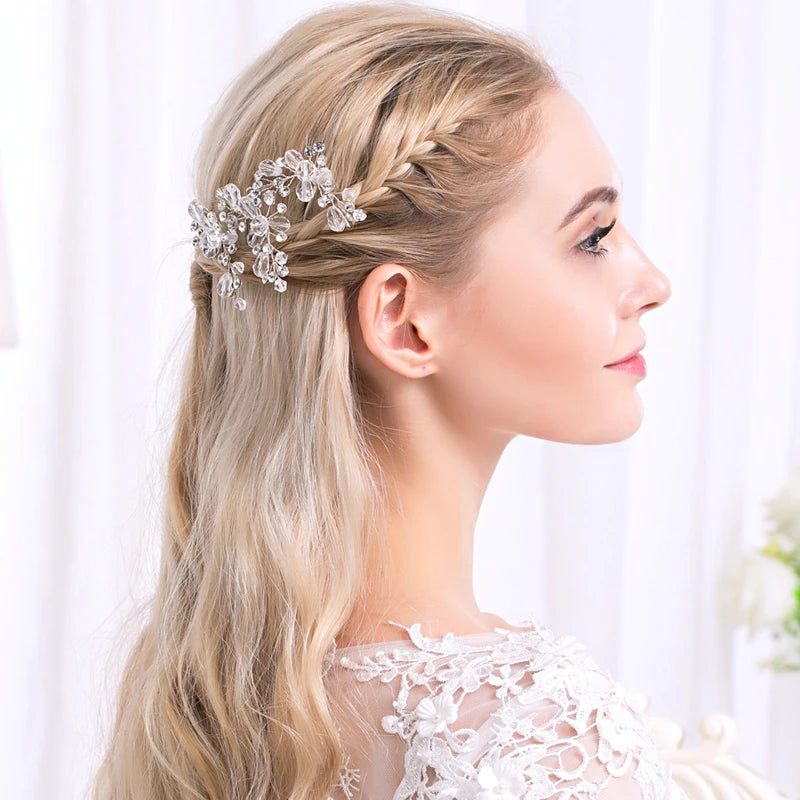 Fashion Pearl Rhinestone Flower Hair Pins barrette Bride Wedding Jewelry Accessories Hair Clips Headpiece For Women