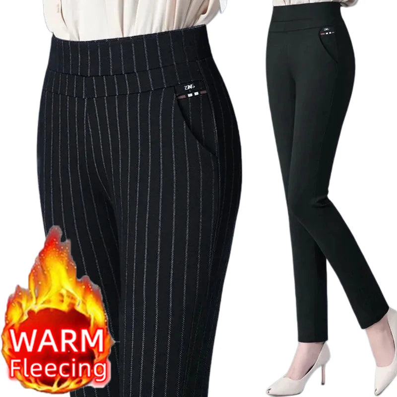 Thin & Thick Warm Winter Pencil Pants Womens Snow Plush Strench Lady OL SkinnyTrousers Femal Thichen Slim Clothing Leggings
