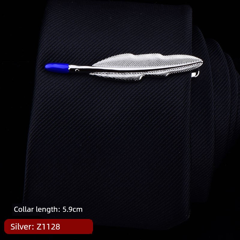 Tie Clip Male Minimalist Silver Fashion Formal Wear All-Match Tie Clip Sub Neckline Clip Laser Sculpture Laser Company Logo