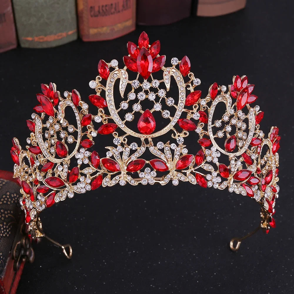 Baroque Luxury Crystal Rhinestone Tiaras and Crowns For Women Bride Vintage Prom Diadem Bridal Wedding Hair Accessories Jewelry
