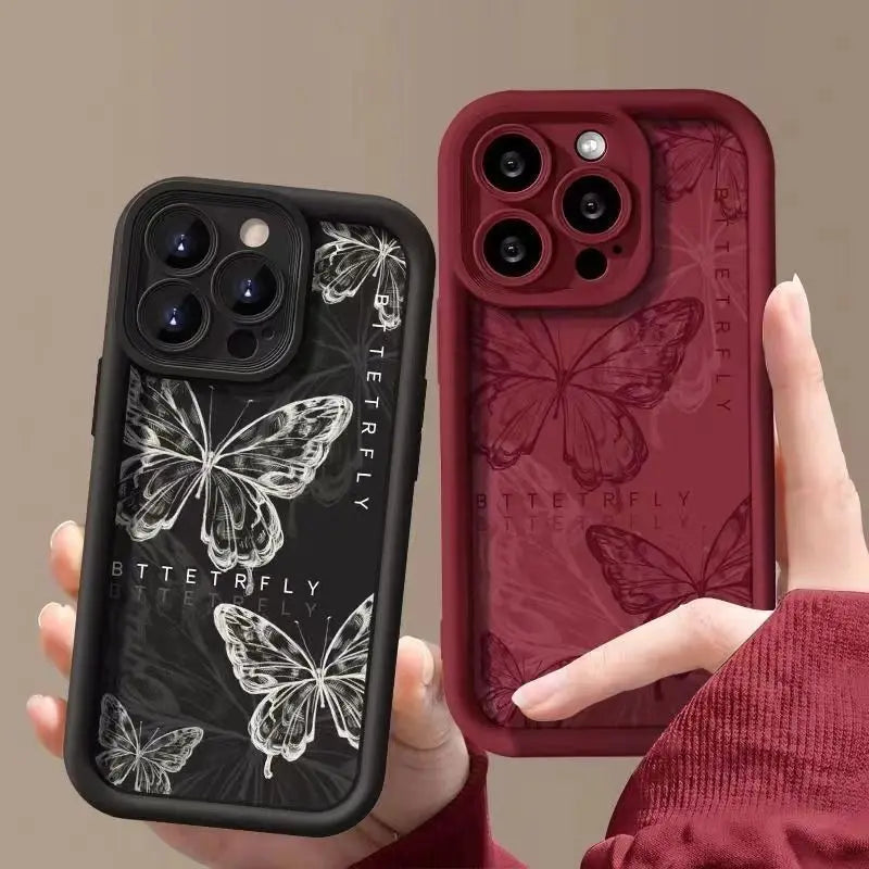 Purple Butterfly Silicone Couple Phone Case For Xiaomi Redmi 9A 9C 10 10C 12 12C K30 K40 K50 Note 10 11 12 13 Pro 5G Cover