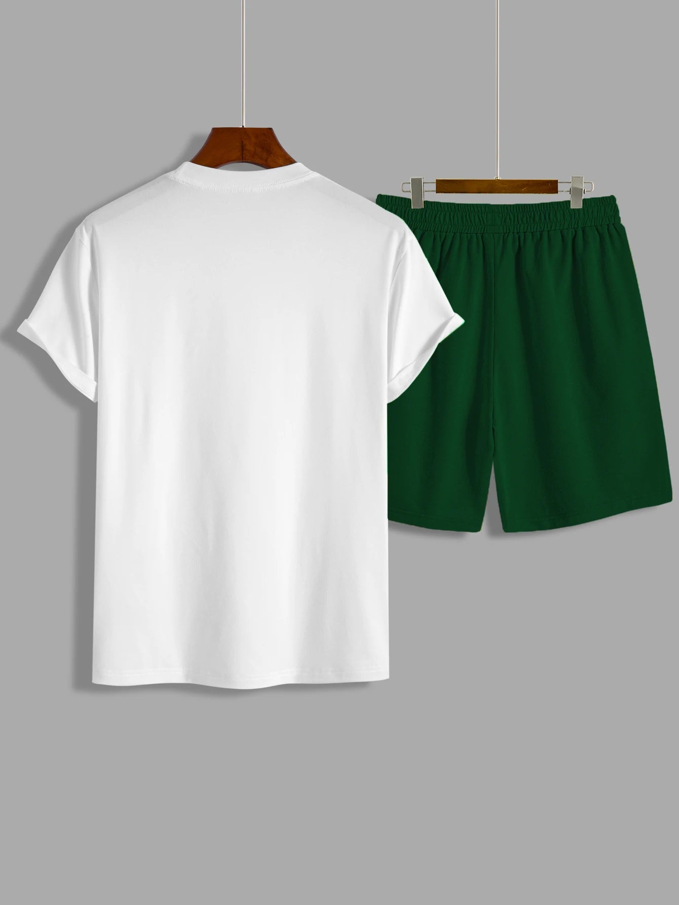 Short-sleeved shorts summer men's suit simple fitted T-shirt letter print with the same printed shorts two-piece set